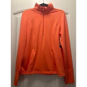 NWT Z by Zella Women’s Half Zip Pullover Coral Long Sleeve Jacket Size L Orange